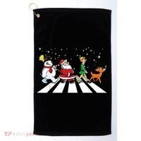 Funny Santa Snowman Elf Reindeer Christmas Abbeys Road Golf Towel thumb 0