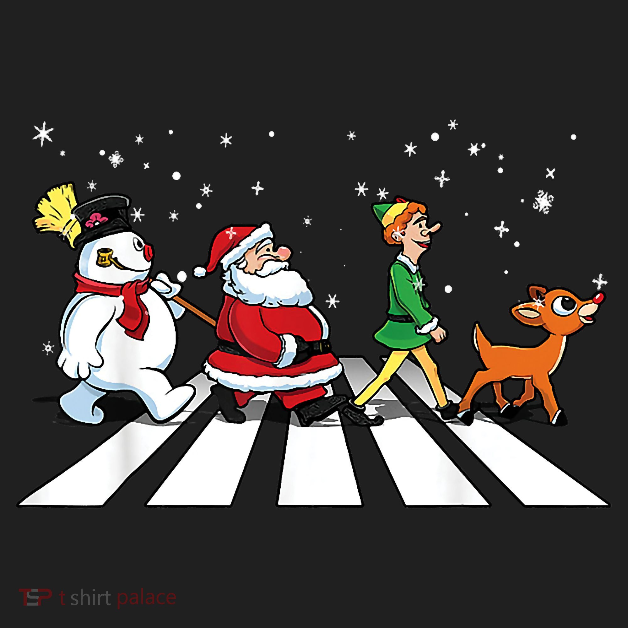 Funny Santa Snowman Elf Reindeer Christmas Abbeys Road Golf Towel