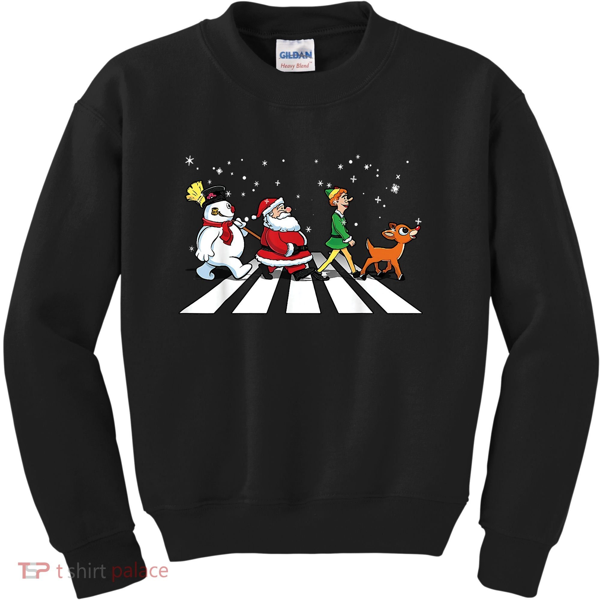 Funny Santa Snowman Elf Reindeer Christmas Abbeys Road Kids Sweatshirt
