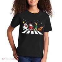 Funny Santa Snowman Elf Reindeer Christmas Abbeys Road Kids T-Shirt thumb 2