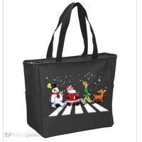 Funny Santa Snowman Elf Reindeer Christmas Abbeys Road Tote Bag thumb 2