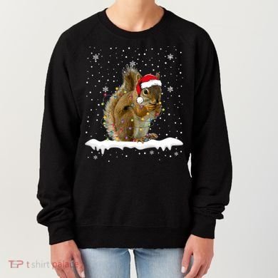 Funny Santa Squirrel Christmas Lights Animals Lover Gift Women's Sweatshirt