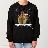 Funny Santa Squirrel Christmas Lights Animals Lover Gift Women's Sweatshirt thumb 0