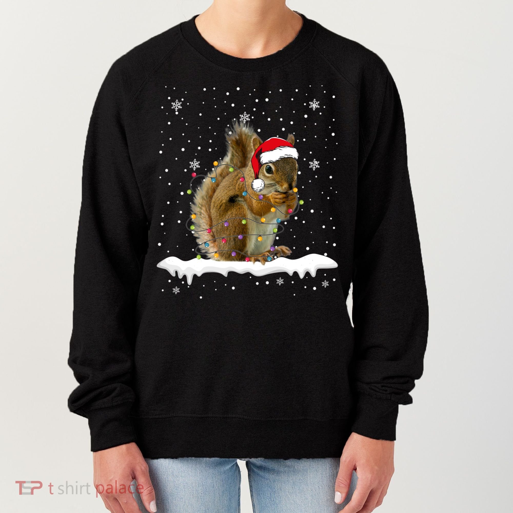 Funny Santa Squirrel Christmas Lights Animals Lover Gift Women's Sweatshirt