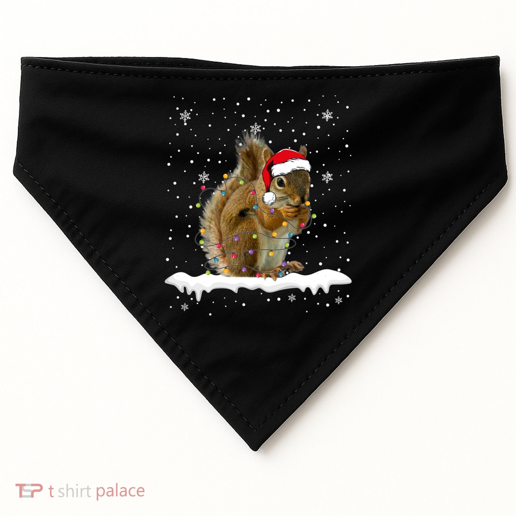 Funny Santa Squirrel Christmas Lights Animals Lover Gift USA-Made Doggie Bandana