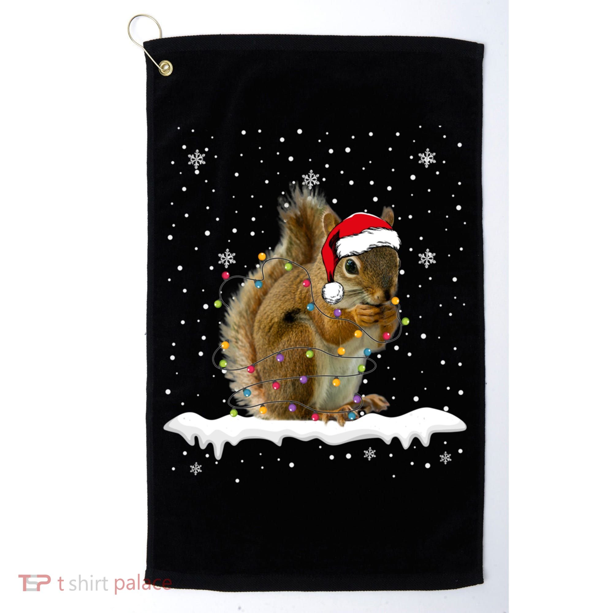 Funny Santa Squirrel Christmas Lights Animals Lover Gift Golf Towel