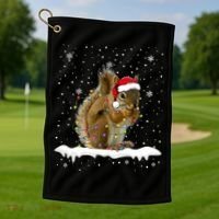 Funny Santa Squirrel Christmas Lights Animals Lover Gift Golf Towel thumb 1