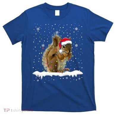 Funny Santa Squirrel Christmas Lights Animals Lover Gift T-Shirt