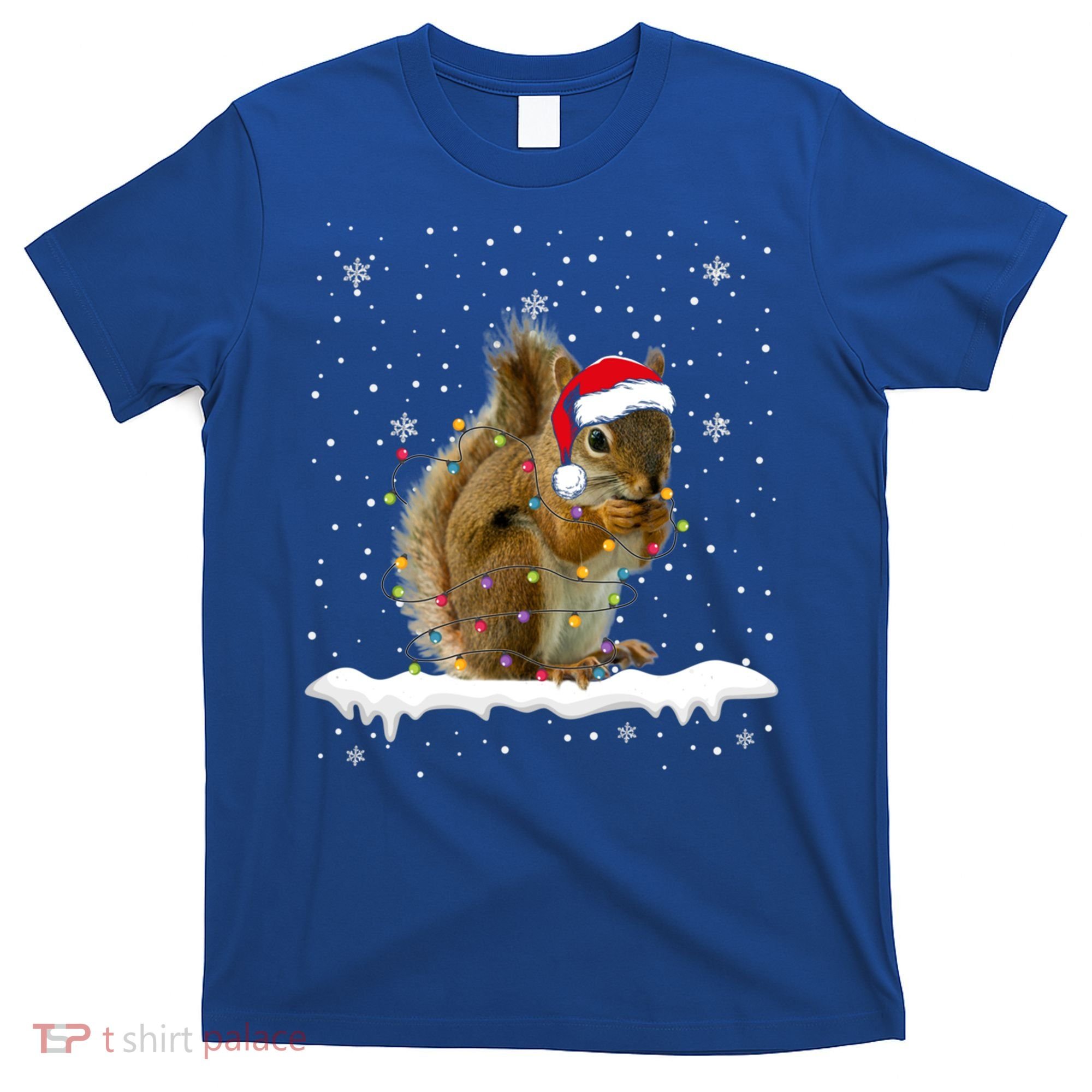 Funny Santa Squirrel Christmas Lights Animals Lover Gift T-Shirt