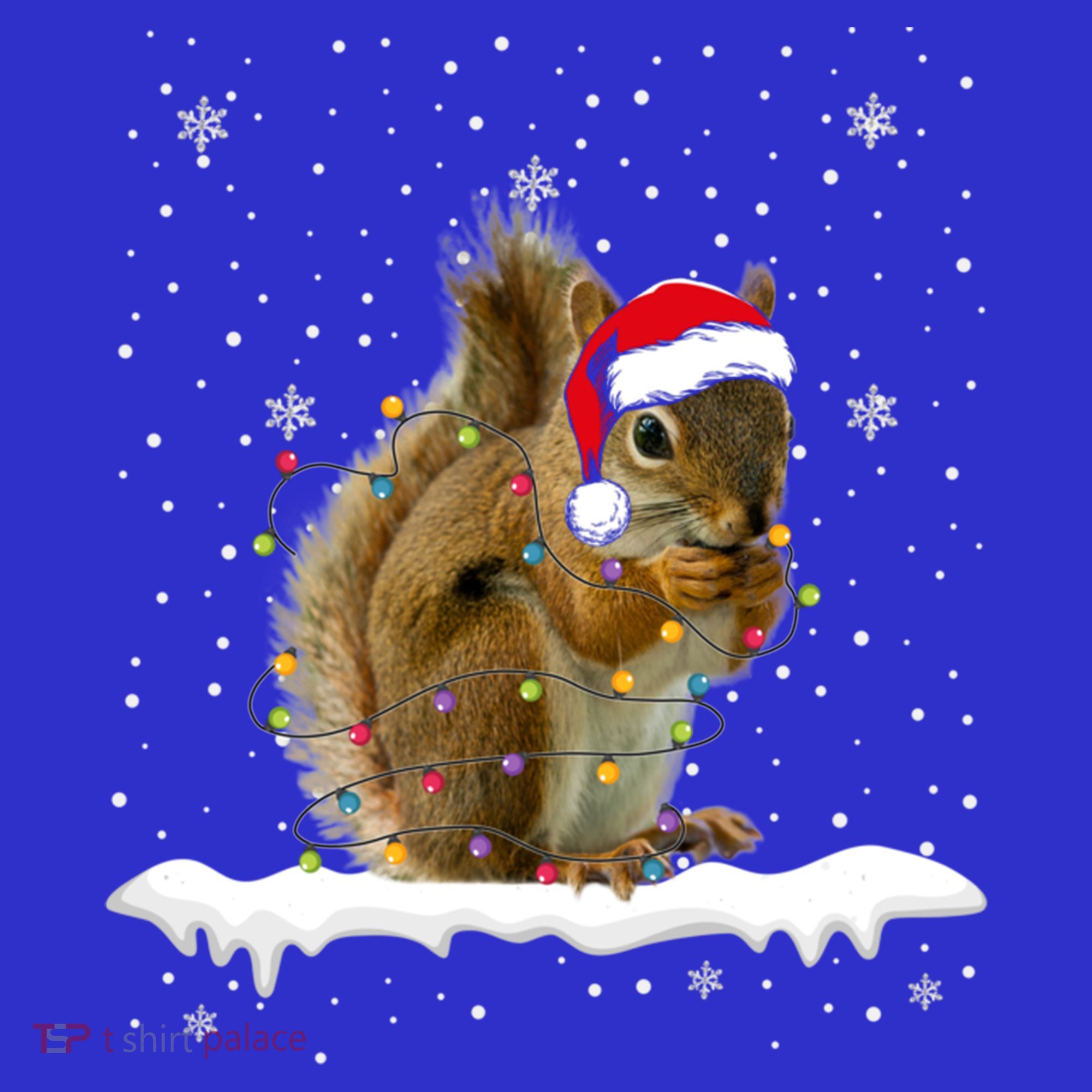 Funny Santa Squirrel Christmas Lights Animals Lover Gift T-Shirt