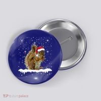 Funny Santa Squirrel Christmas Lights Animals Lover Gift Button thumb 0