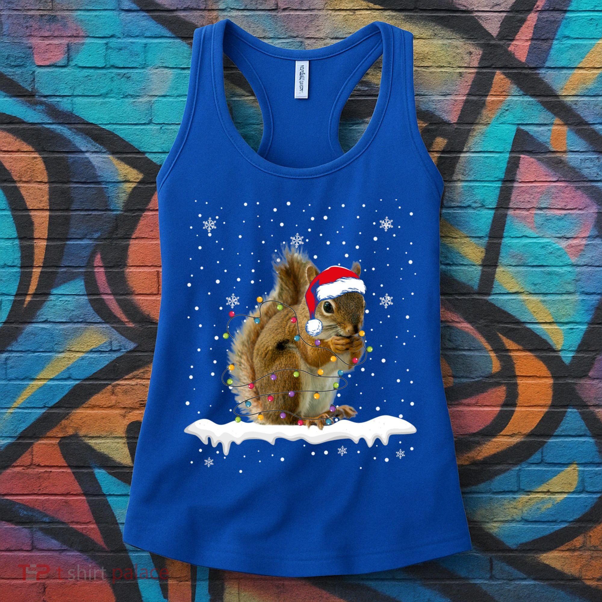 Funny Santa Squirrel Christmas Lights Animals Lover Gift Women's Tank Top