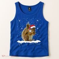 Funny Santa Squirrel Christmas Lights Animals Lover Gift Tank Top thumb 2