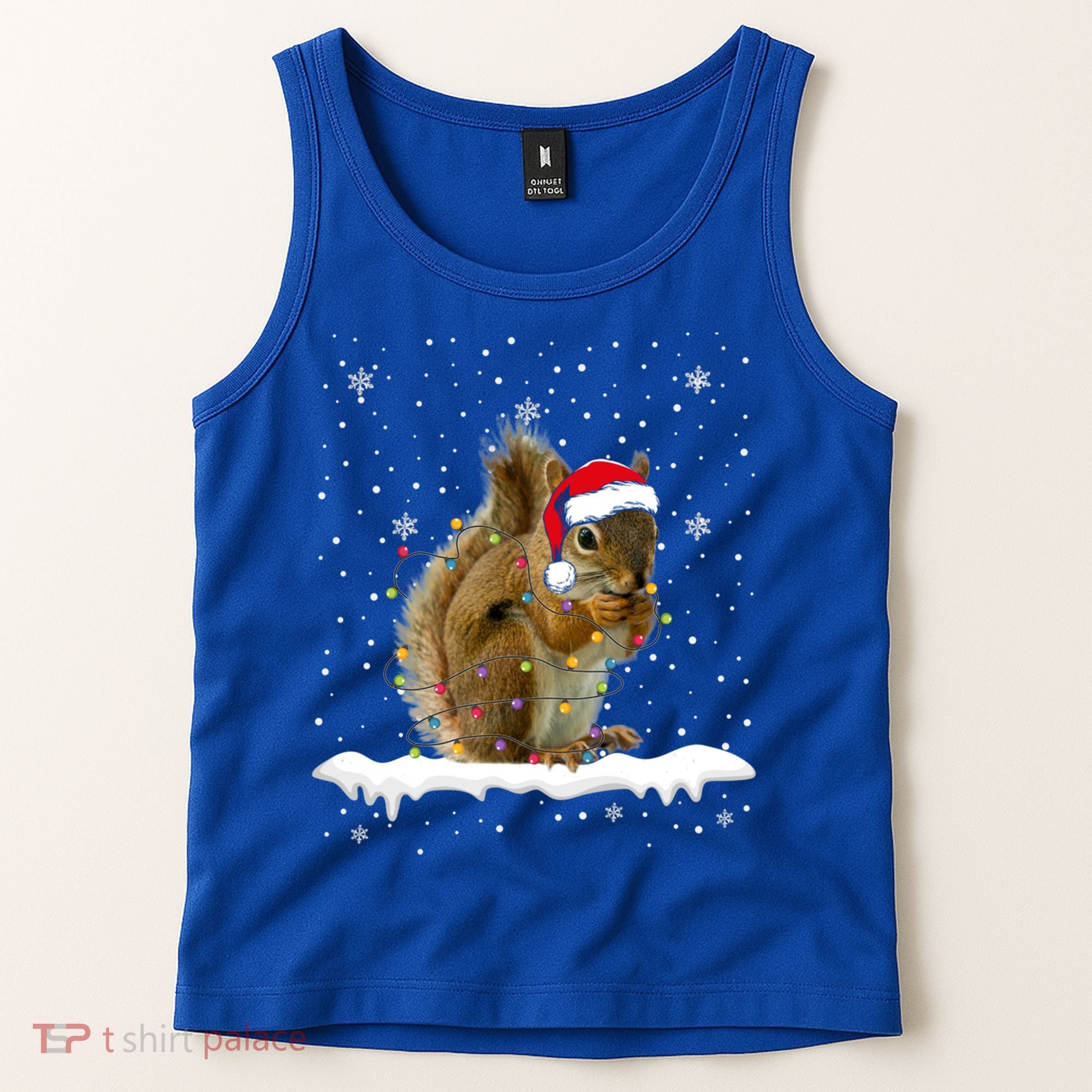Funny Santa Squirrel Christmas Lights Animals Lover Gift Tank Top