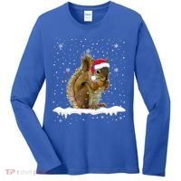 Funny Santa Squirrel Christmas Lights Animals Lover Gift Women's Long Sleeve Shirt thumb 0