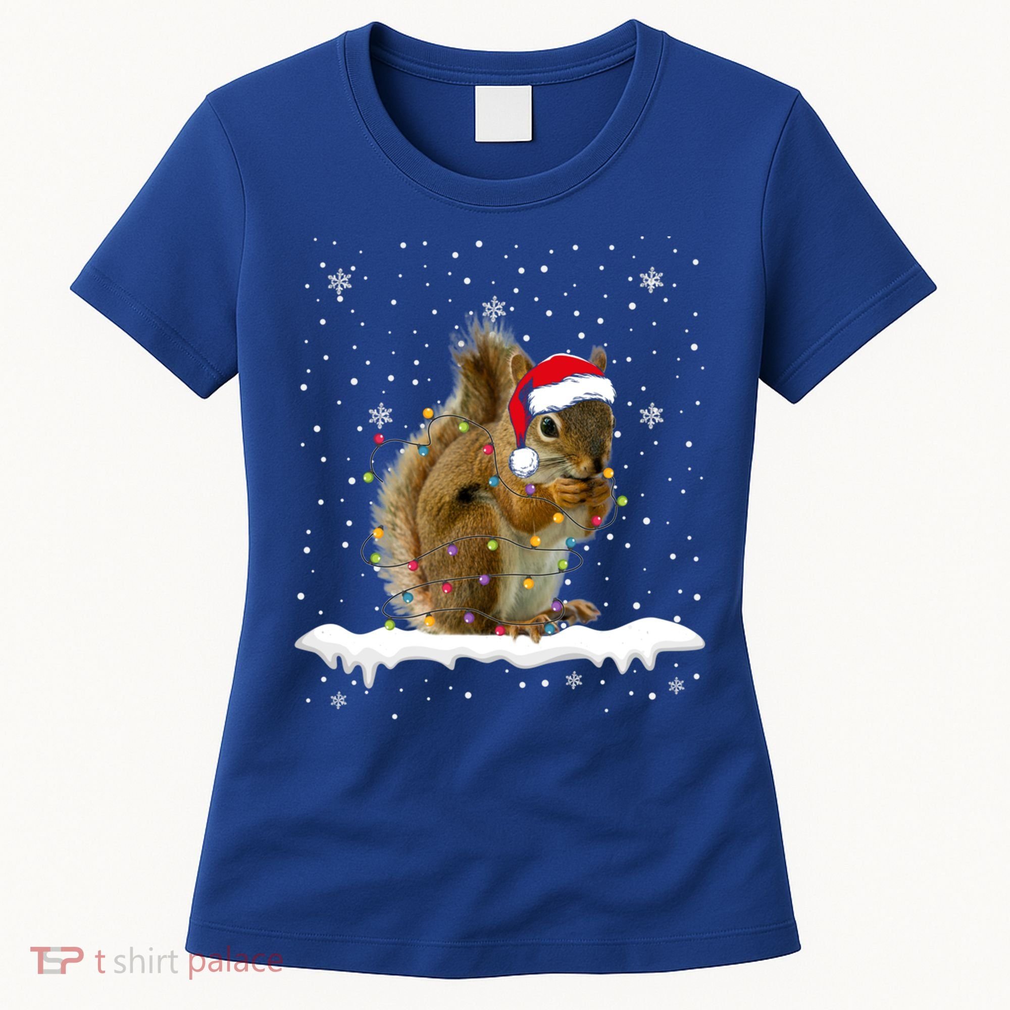 Funny Santa Squirrel Christmas Lights Animals Lover Gift Women's T-Shirt