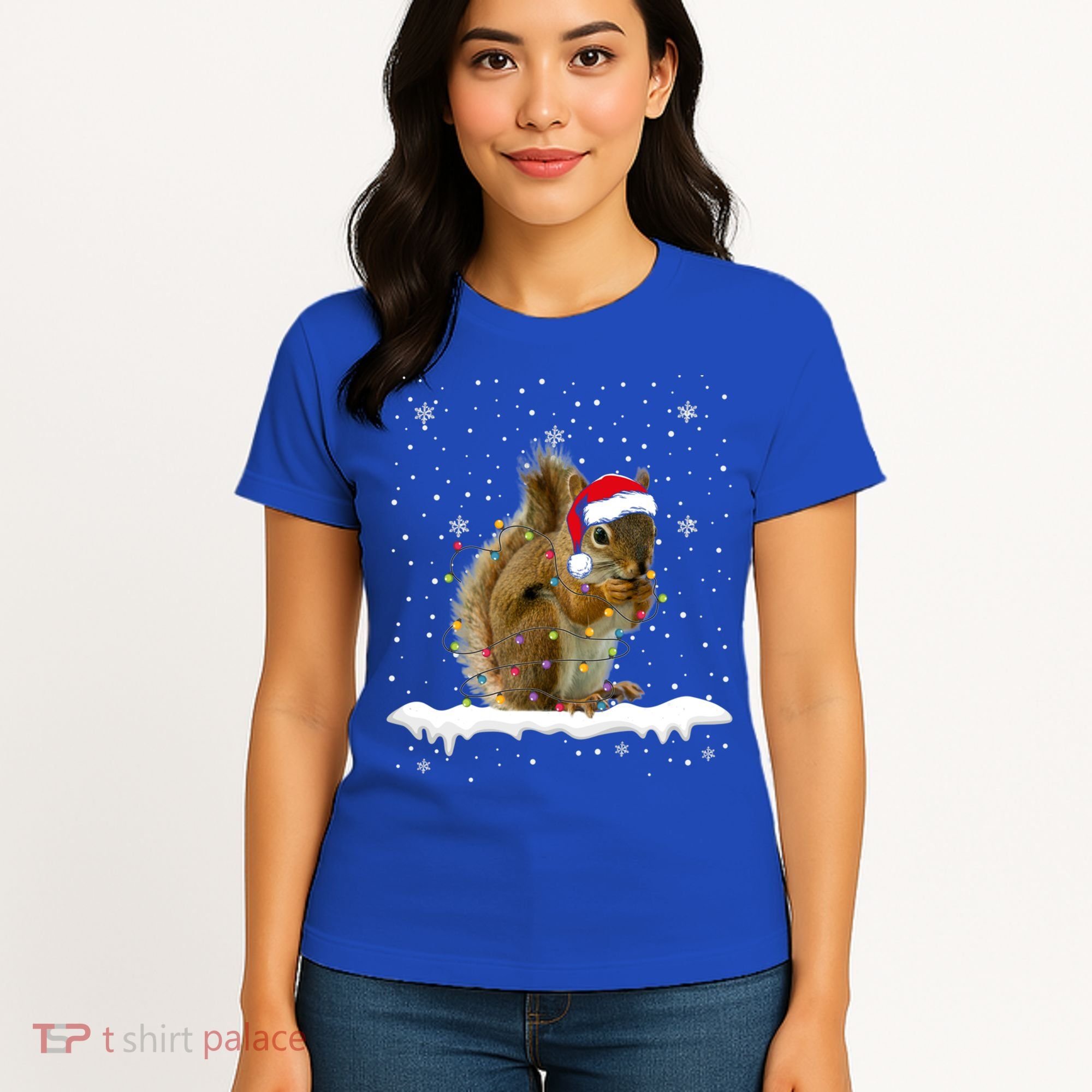 Funny Santa Squirrel Christmas Lights Animals Lover Gift Women's T-Shirt