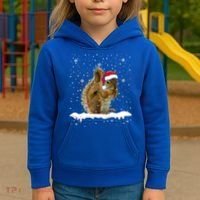 Funny Santa Squirrel Christmas Lights Animals Lover Gift Kids Hoodie thumb 3