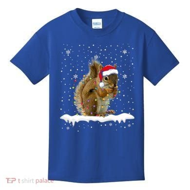 Funny Santa Squirrel Christmas Lights Animals Lover Gift Kids T-Shirt