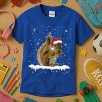 Funny Santa Squirrel Christmas Lights Animals Lover Gift Kids T-Shirt thumb 3