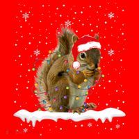 Funny Santa Squirrel Christmas Lights Animals Lover Gift Santa Hat thumb 1