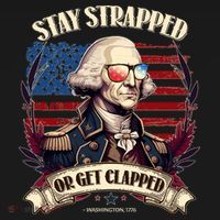 Funny Stay Strapped Or Get Clapped George Washington 1776 Bucket Hat thumb 4