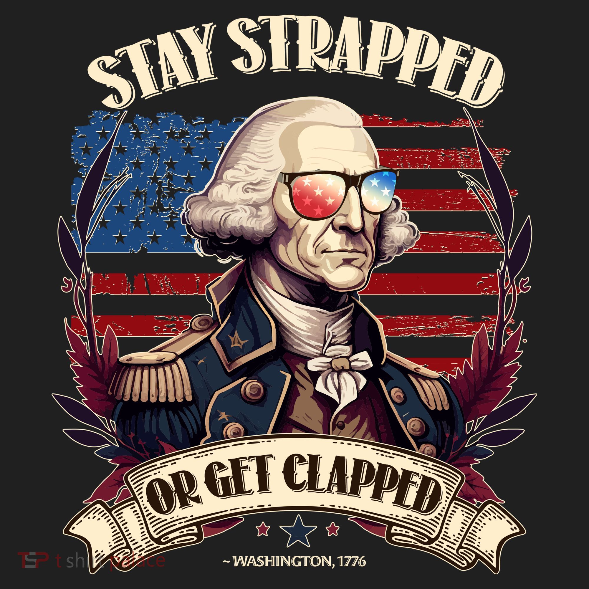Funny Stay Strapped Or Get Clapped George Washington 1776 Beanie