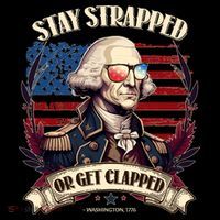 Funny Stay Strapped Or Get Clapped George Washington 1776 Women's Hoodie thumb 2