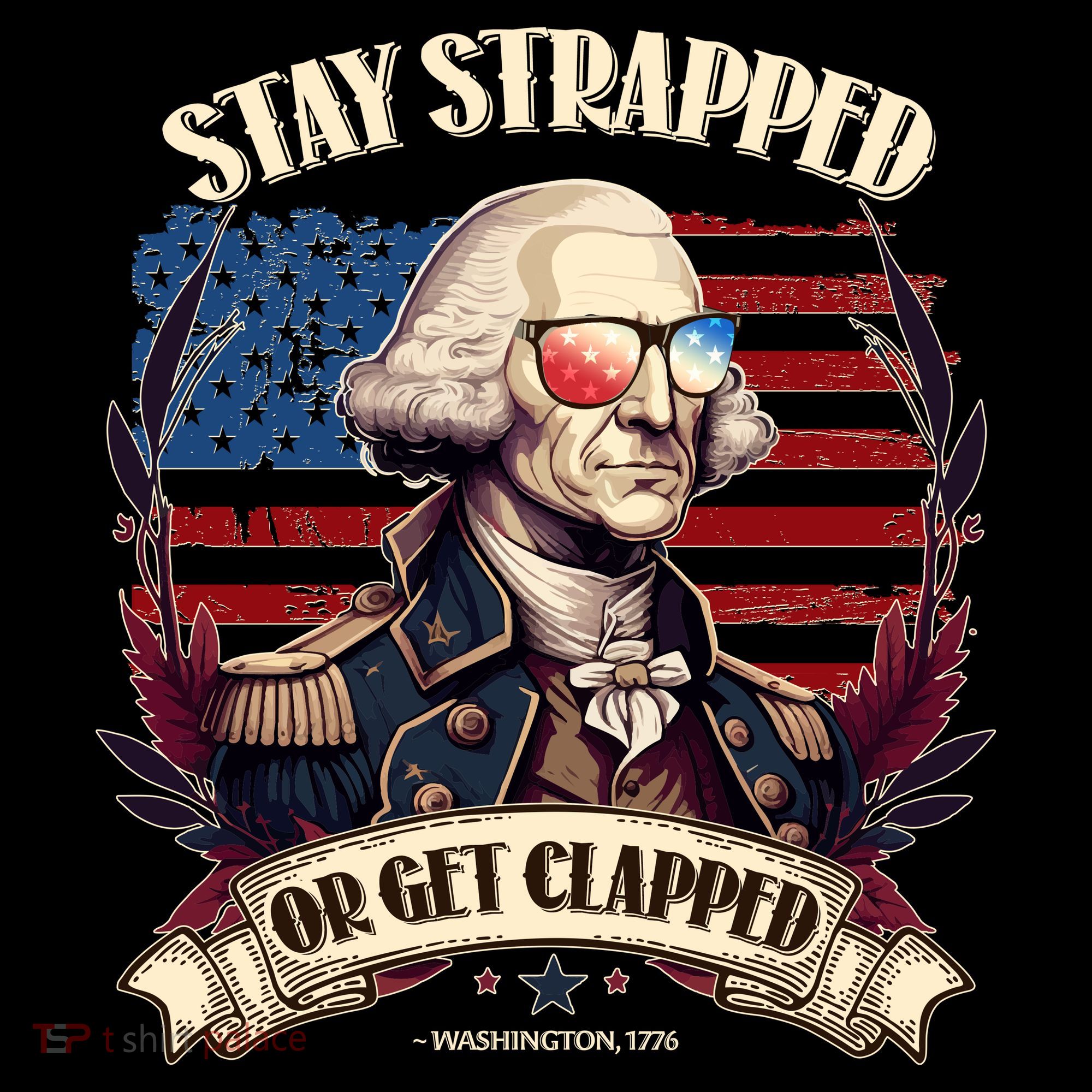 Funny Stay Strapped Or Get Clapped George Washington 1776 Women's Hoodie