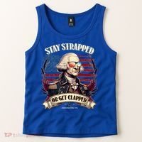 Funny Stay Strapped Or Get Clapped George Washington 1776 Tank Top thumb 2