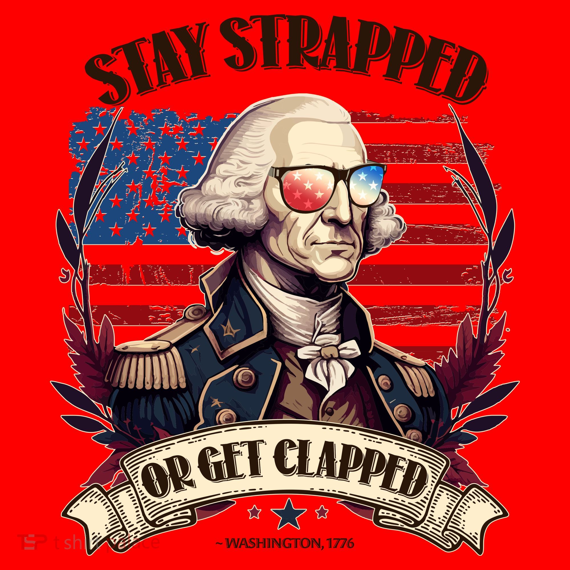 Funny Stay Strapped Or Get Clapped George Washington 1776 Santa Hat