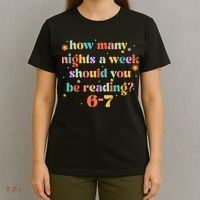 Funny Six Seven 6 7 Meme Teacher Reading Books 6-7 T-Shirt thumb 4