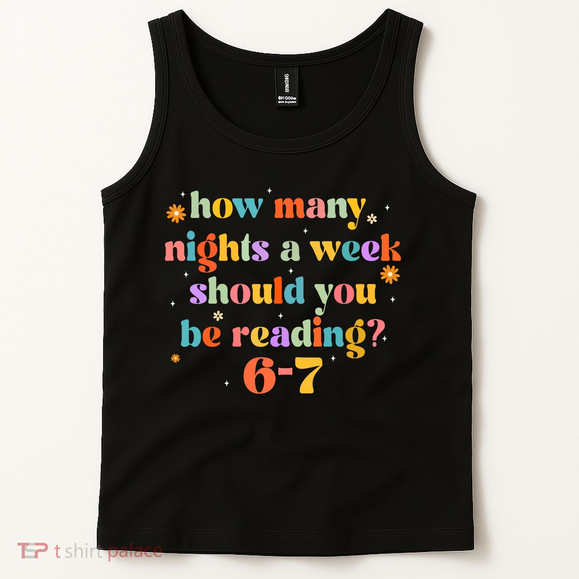 Funny Six Seven 6 7 Meme Teacher Reading Books 6-7 Tank Top
