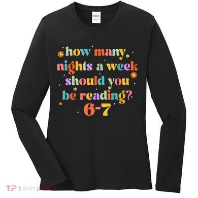Funny Six Seven 6 7 Meme Teacher Reading Books 6-7 Women's Long Sleeve Shirt
