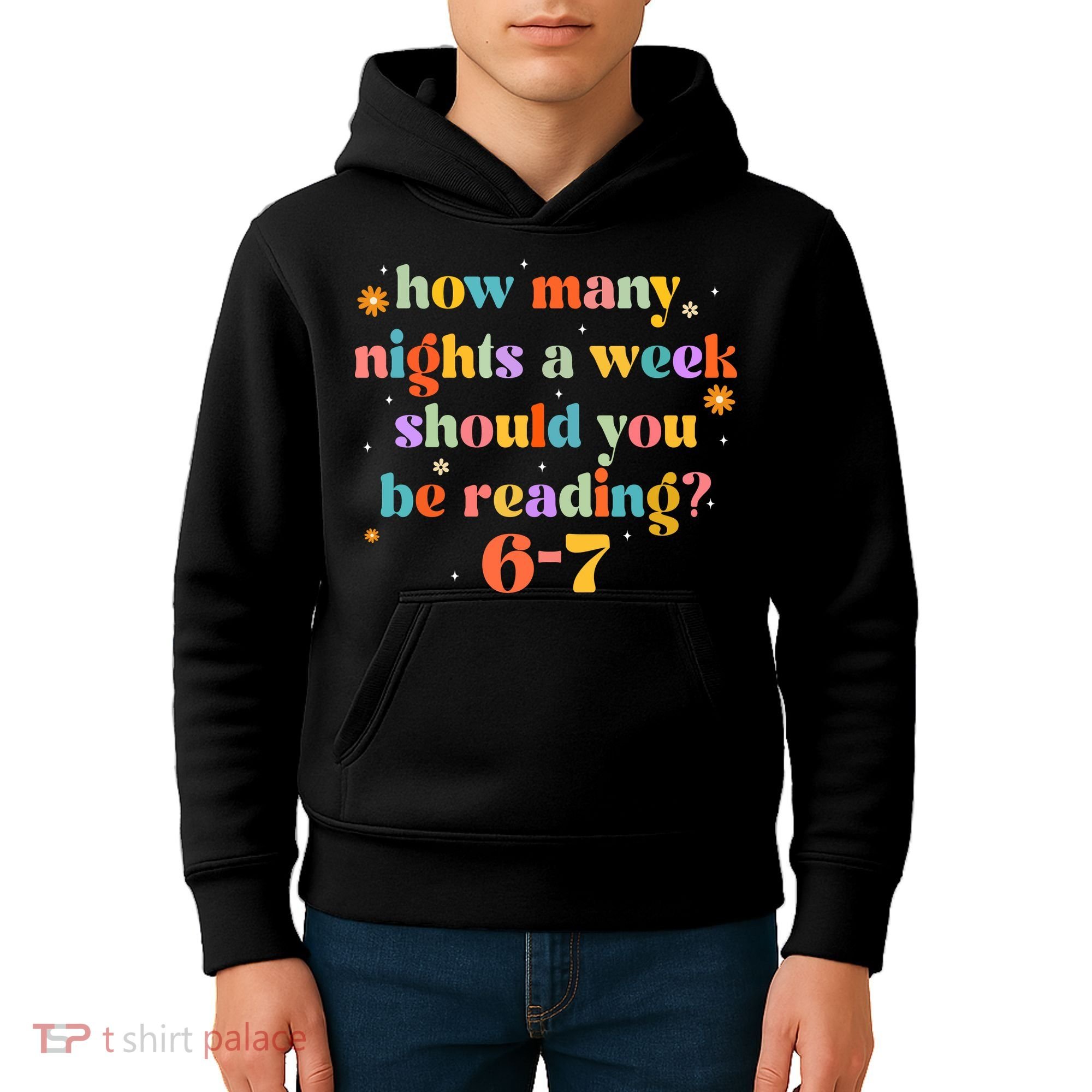 Funny Six Seven 6 7 Meme Teacher Reading Books 6-7 Kids Hoodie