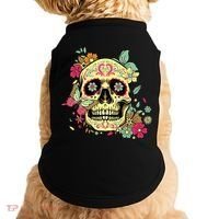 Floral Sugar Skull Dia de Los Muertos Dead   Doggie Tank thumb 0