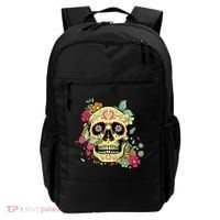 Floral Sugar Skull Dia de Los Muertos Dead   Backpack thumb 0