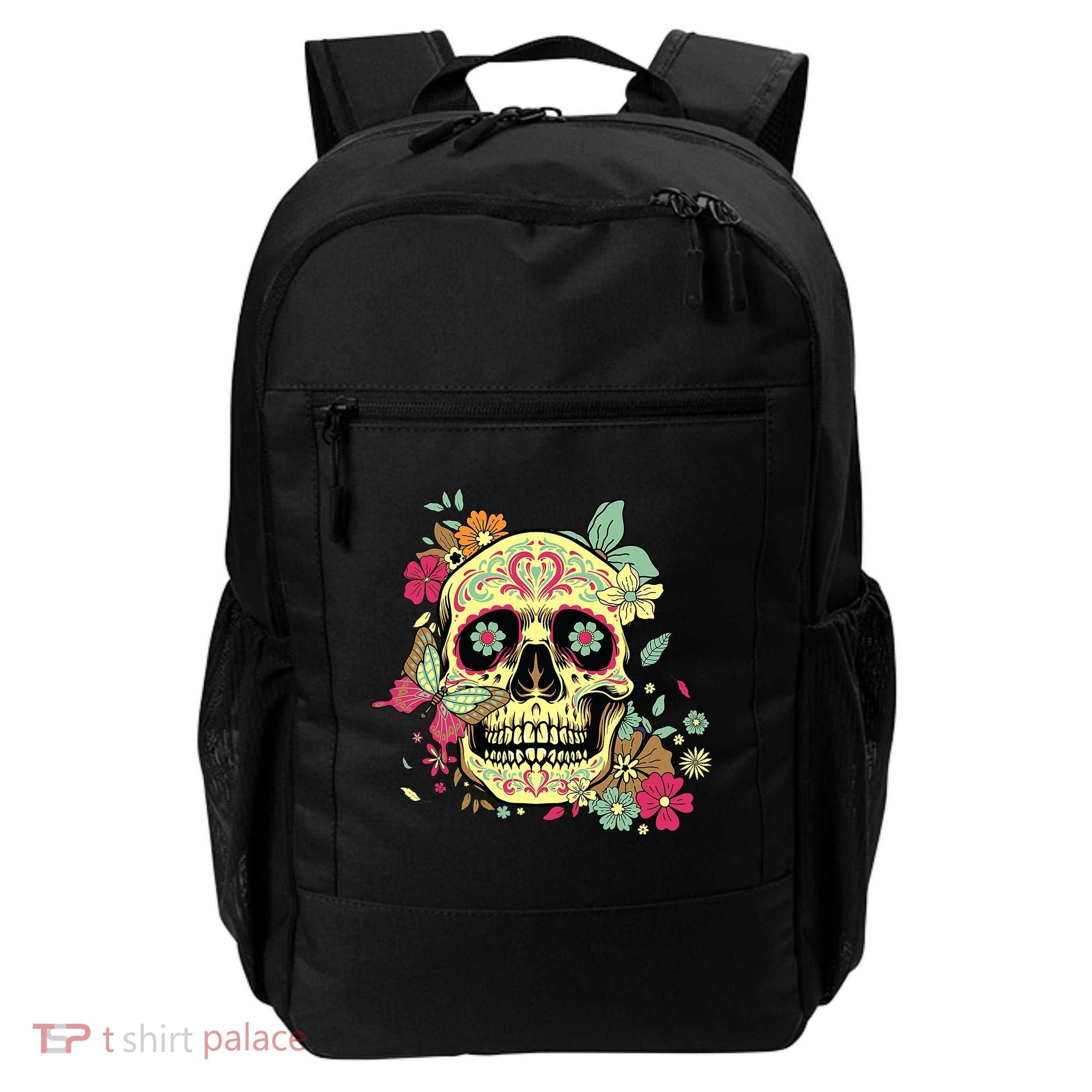 Floral Sugar Skull Dia de Los Muertos Dead   Backpack