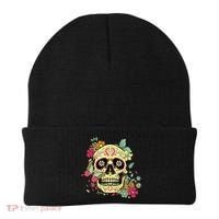 Floral Sugar Skull Dia de Los Muertos Dead   Beanie thumb 0