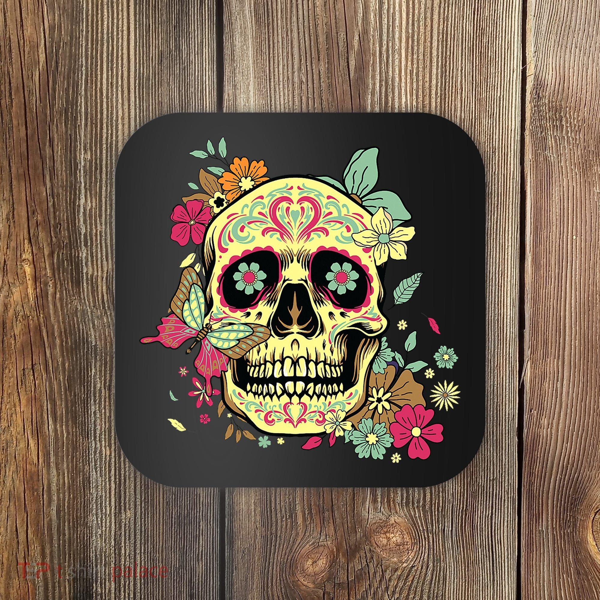Floral Sugar Skull Dia de Los Muertos Dead   Coaster