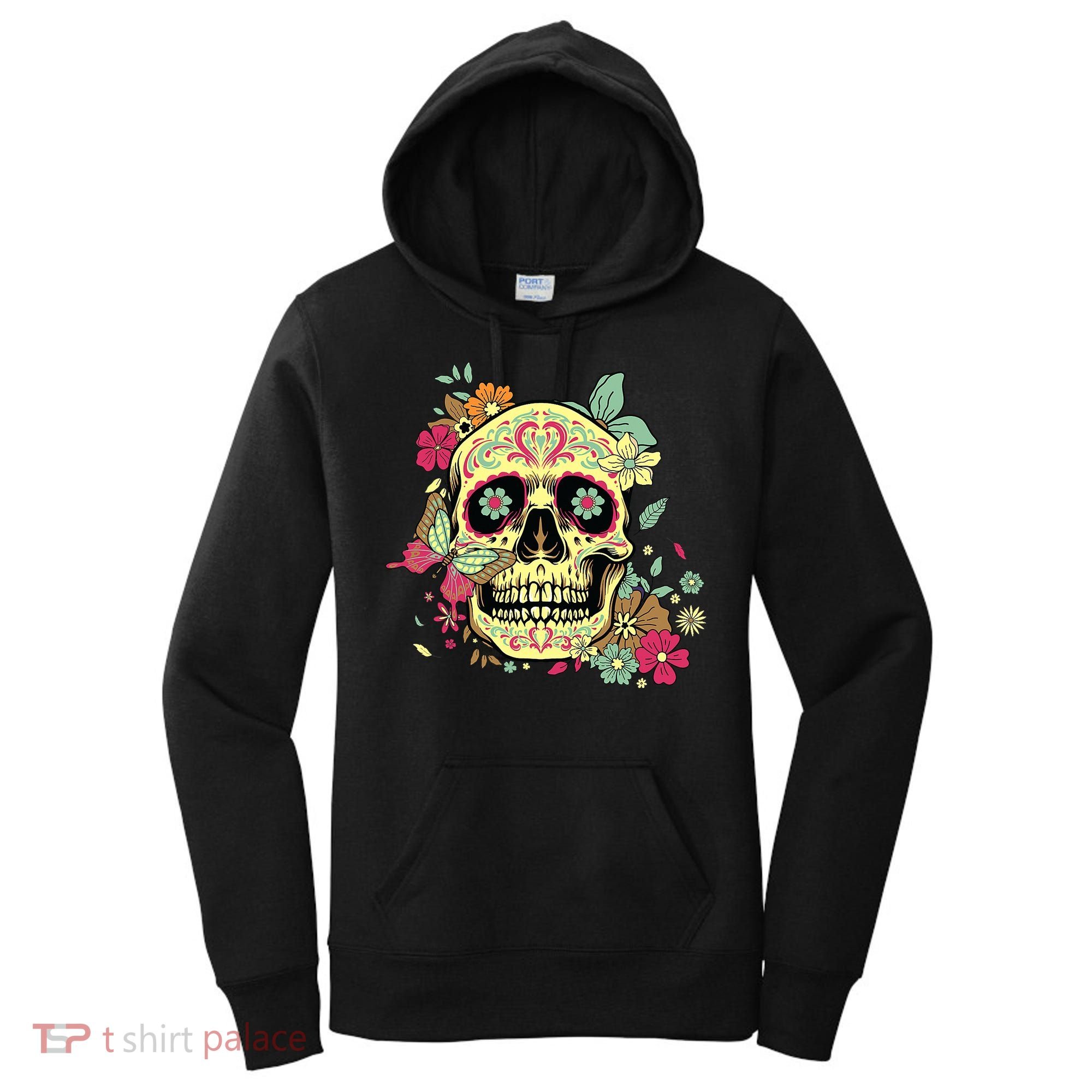 Floral Sugar Skull Dia de Los Muertos Dead   Women's Hoodie