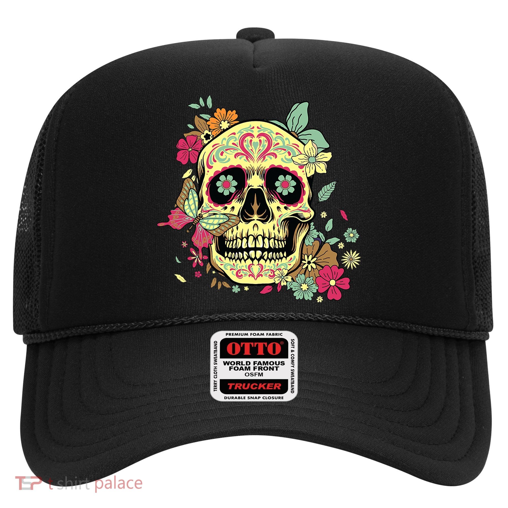 Floral Sugar Skull Dia de Los Muertos Dead   Hat