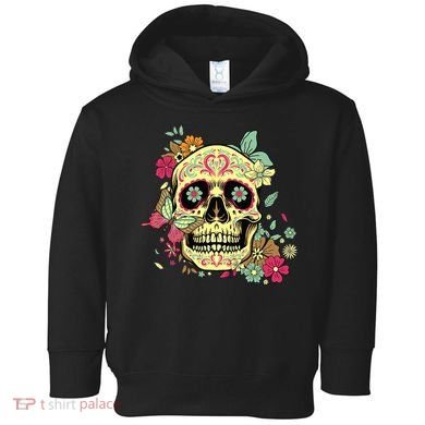 Floral Sugar Skull Dia de Los Muertos Dead   Toddler Hoodie