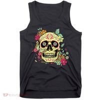 Floral Sugar Skull Dia de Los Muertos Dead   Tank Top thumb 0