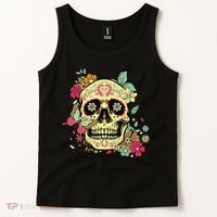 Floral Sugar Skull Dia de Los Muertos Dead   Tank Top thumb 2