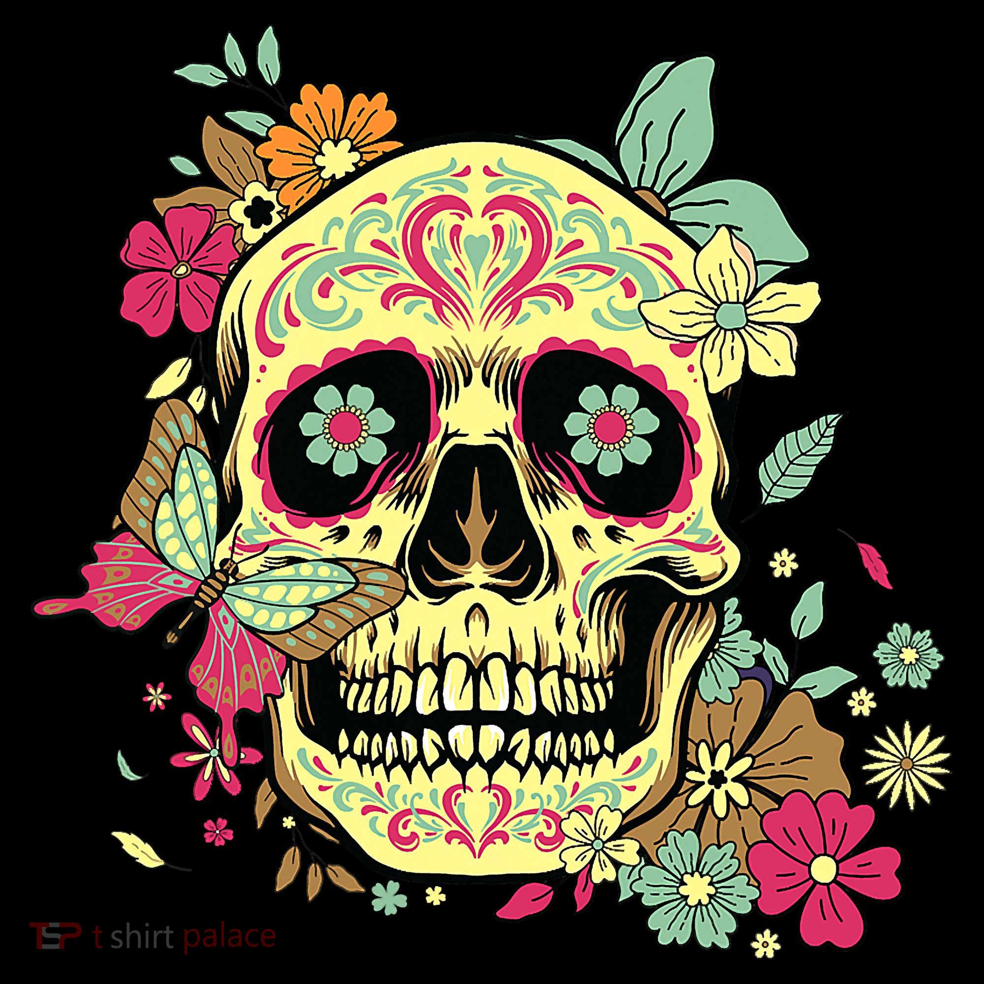 Floral Sugar Skull Dia de Los Muertos Dead   Tank Top