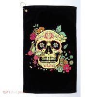 Floral Sugar Skull Dia de Los Muertos Dead   Golf Towel thumb 0