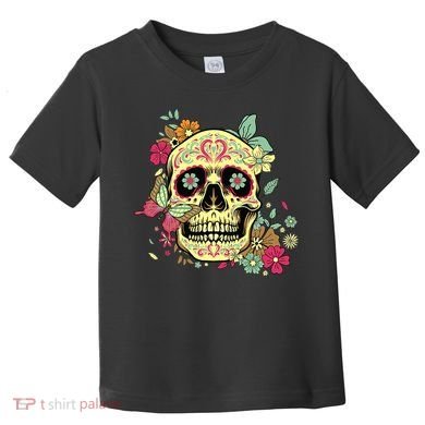 Floral Sugar Skull Dia de Los Muertos Dead   Toddler T-Shirt