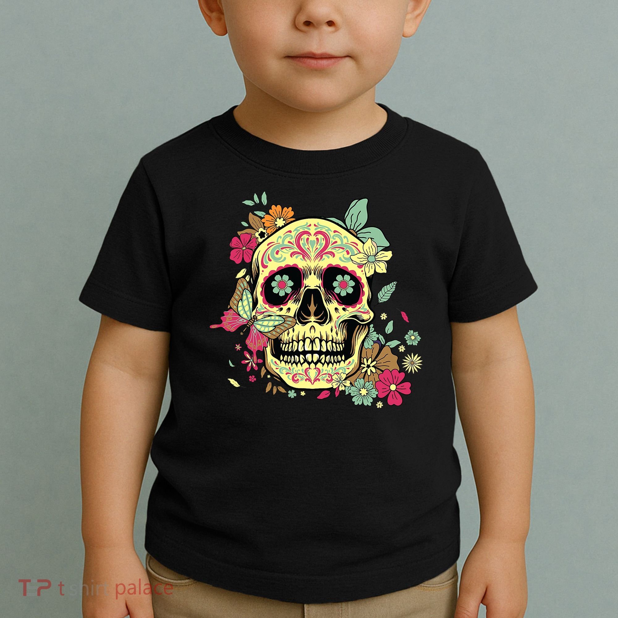 Floral Sugar Skull Dia de Los Muertos Dead   Toddler T-Shirt
