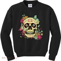 Floral Sugar Skull Dia de Los Muertos Dead   Kids Sweatshirt thumb 0